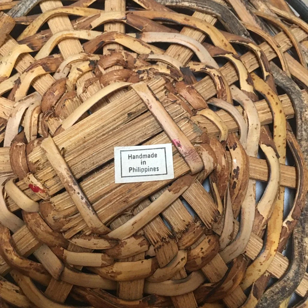 Handmade Woven Basket Home Decor Multi-Color Round Wicker Philippines Rustic